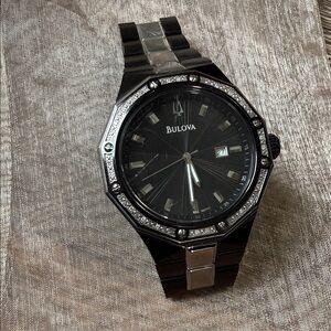 Bulova Men's Black Ion Diamond Watch, model 98E110